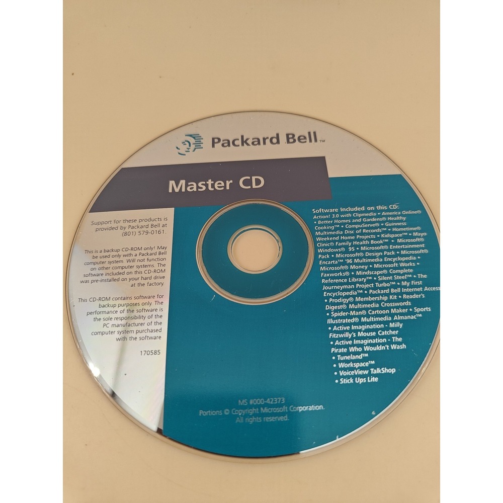 Packard Bell Master CD 28 Software Disc Vintage PC Recovery Install Disk